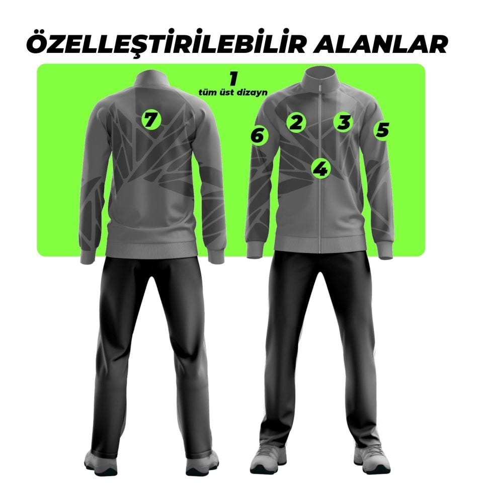 Eşofman Takımı Tam fermuar Dalgıç Kumaş Kişiselleştirilebilir canary