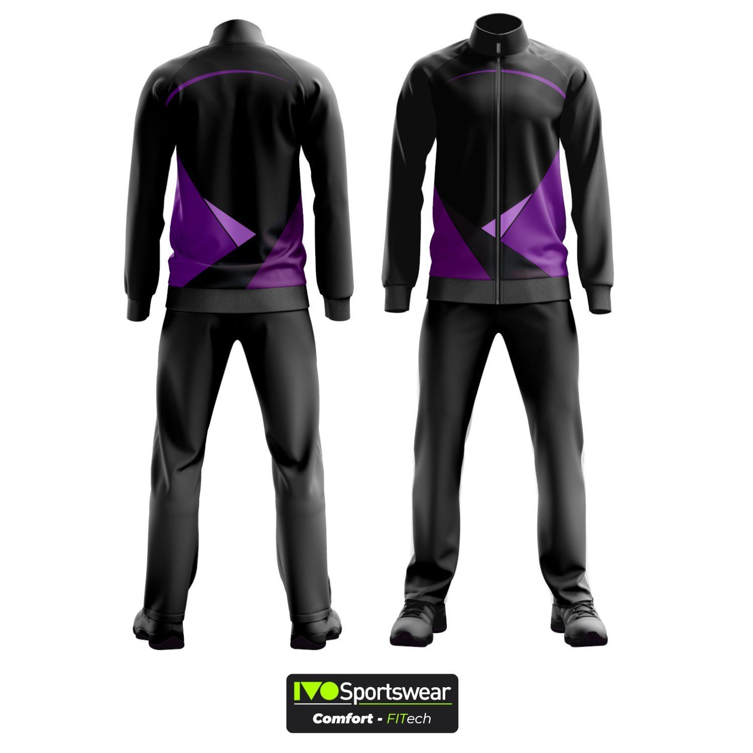 Eşofman Takımı Tam fermuar Dalgıç Kumaş Kişiselleştirilebilir tripurple