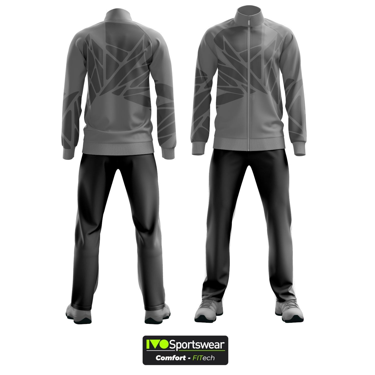 Eşofman Takımı Tam fermuar Dalgıç Kumaş Kişiselleştirilebilir Elite Gray